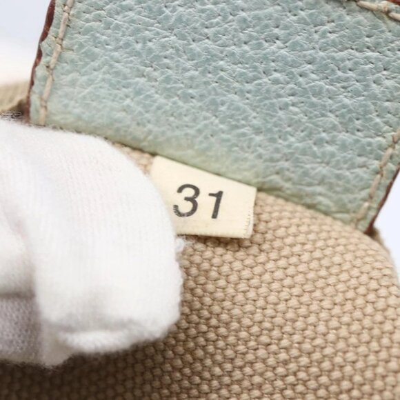 PRADA Tote Bag Canvas Leather Beige Light Blue - Picture 14 of 15